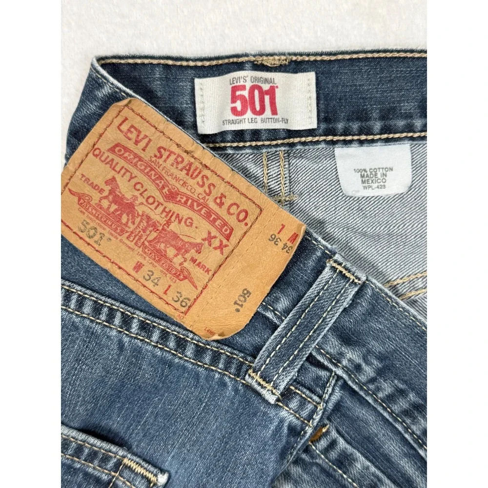 Levis 501XX Original Straight‎ Leg VTG Thrashed Denim Button Fly Jeans Fits34x34